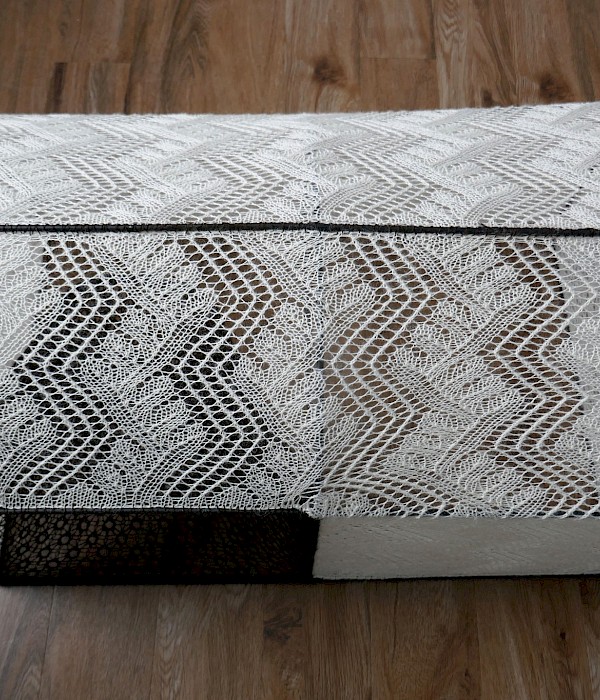 NEW- Industrial Chic Shetland fine lace creel art-piece. - Image